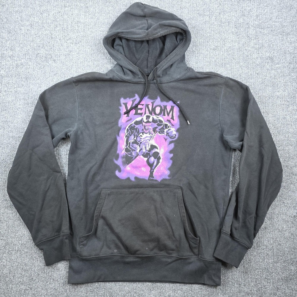 Marvel Venom Hoodie Mens Small Black Pullover Fleece Graphic Sweatshirt Comics